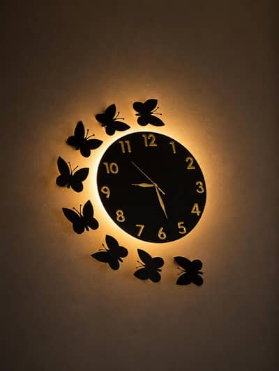  Aesthetic Butterfly Wall Clock with Warm Light 