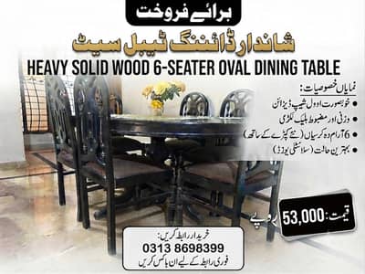 Heavy Solid Dining Table with 6 Chairs For Sale