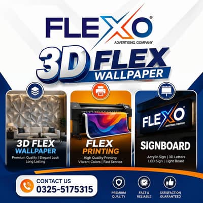 3D Flex Wallpaper | Flex Printing | Sign Board | Acrylic & LED Signs