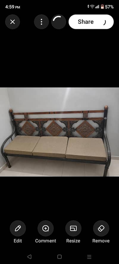 iron 5 seater sofa for sale without cushion