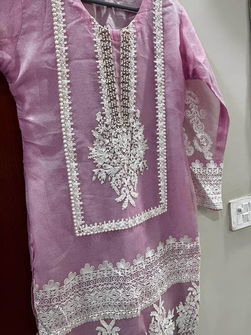 Beautiful Pink 3 Piece Embroidered Suit | Elegant Ladies Dress 3