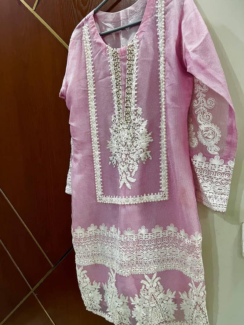 Beautiful Pink 3 Piece Embroidered Suit | Elegant Ladies Dress 4