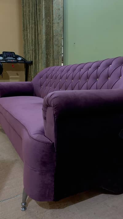 Luxury Purple Velvet Sofa Set | 3+1+1 | Excellent Condition 10/10