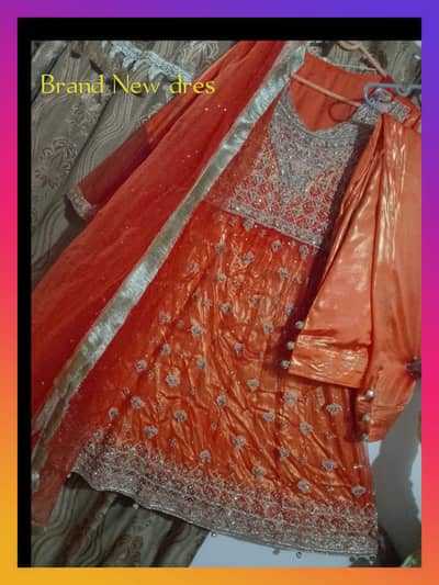 Brand New Heavy Party Wear Orange Net 3pice -Rs 7499-Shadi Function
