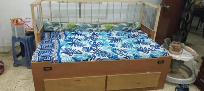 kids 2 in 1 bed , attach with bed side and double bed also