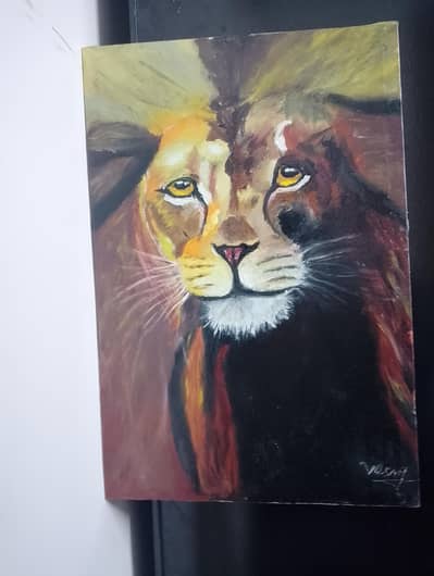 lion painting oil paints handament liability