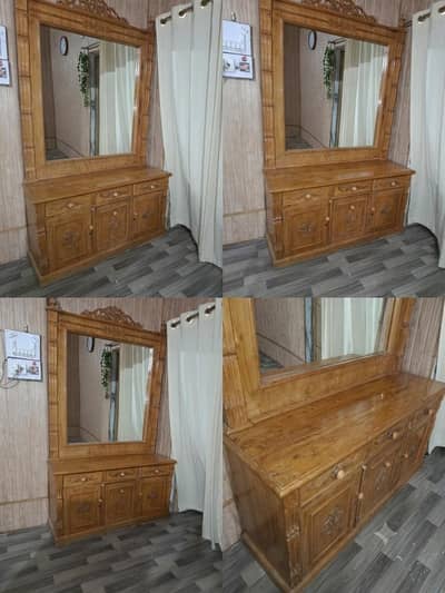 Beautiful Wooden Dressing Table with Mirror + 2 Side Tables