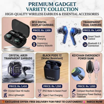Premium Wireless Earbuds & Emergency Gadgets Variety Pack
