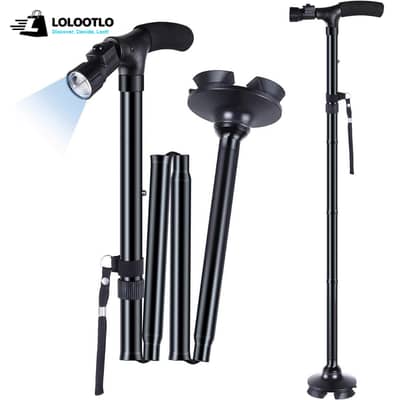 Folding Lightweight Walking Stick with LED Light Imported