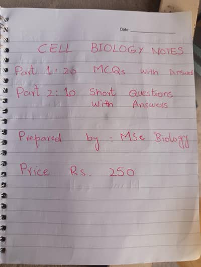 MSc biology cell biology notes pdf Rs. 150