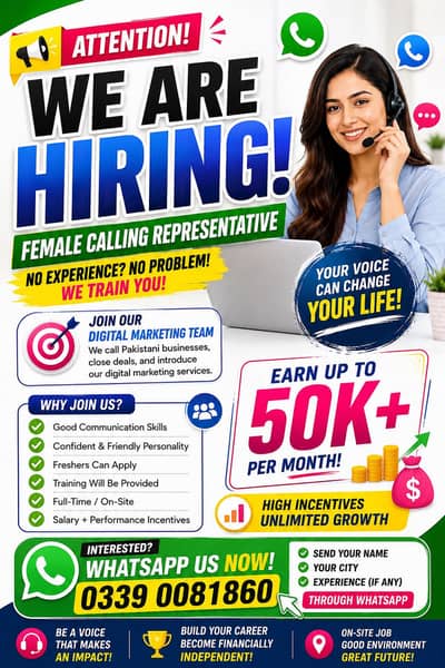 Female Calling Representative – Work From Home | Freshers Welcome
