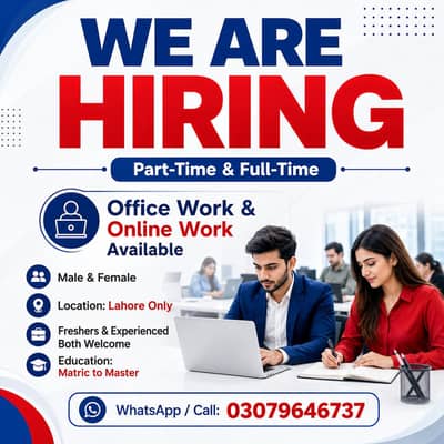 WE ARE HIRING MALE AND FEMALE STAFF FOR PART TIME WORK AND OFFICE WORK
