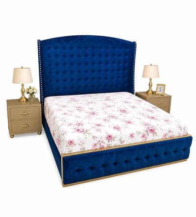 The Royal Luxe Velvet Bedroom & Accent Suite – Sapphire Blue & Champag