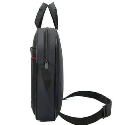Black Oxford Laptop Bag With Red Stitching