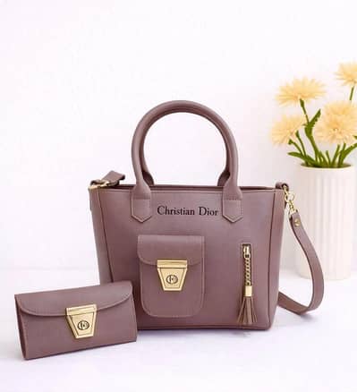 Purple Leather Handbag & Wallet Se