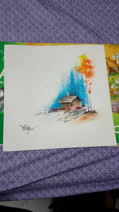 this is made up of oil pastels medium this is beautiful scenery