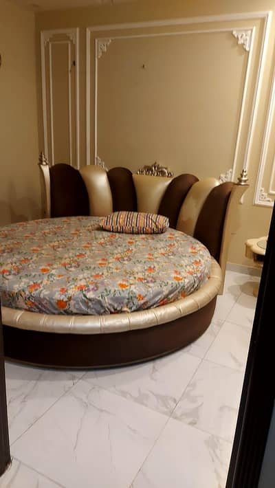 King sized mughal gol bed with side table and mattress