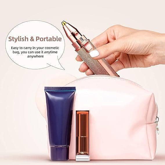 2-in-1 Eyebrow Trimmer for Women - Facial Hair Remover Machine For Women - Face,Upper Lips,Cheek, Chin and Nose Hair Remover, USB RECHARGEABLE Epilator With Ring Light (Pink)