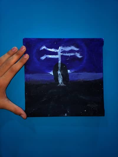 Celestial handmade canvas painting 8x8 inches