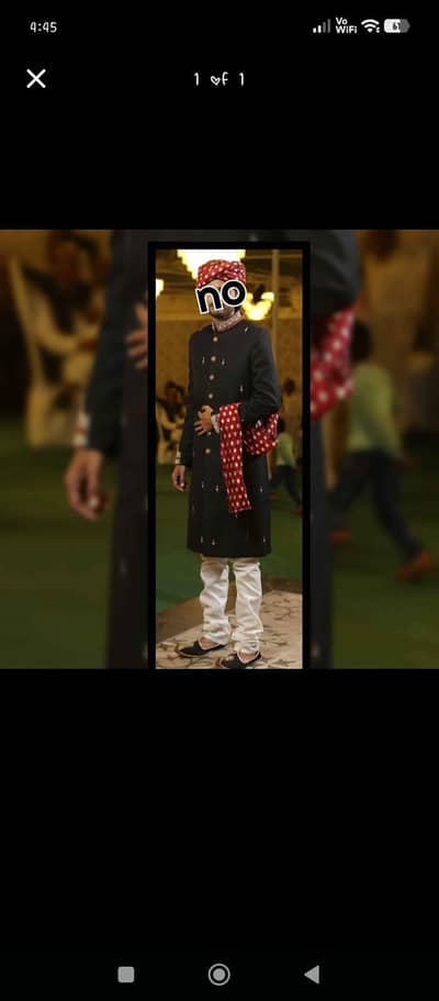 Groom Sherwani Black - Size Small - Barat Walima Dress - 1 Time Used