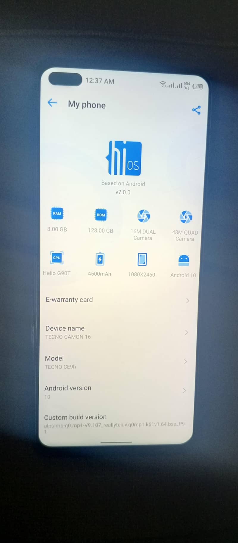 tecno camon 16 0