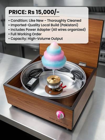 Pakistani Wooden Box Cotton Candy / Candyfloss Machine - Complete Set