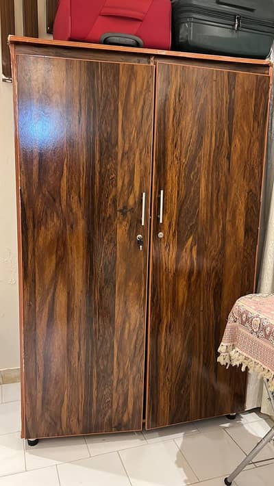 Wooden 2-Door Cupboard / Wardrobe – Good Condition