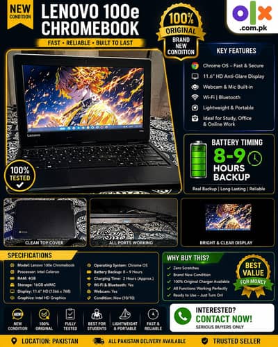 Lenovo 100e Chromebook 4gb ram 32GB Storage