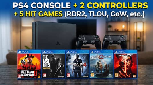 PS4 Console | 2 Controllers | 3 Games Installed | 2 Games Discs