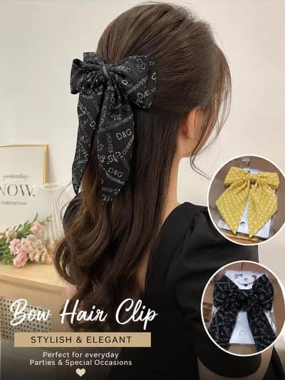 Stylish Bow Hair Clip Stylish Bow Hair Clips – Black & Yellow – New