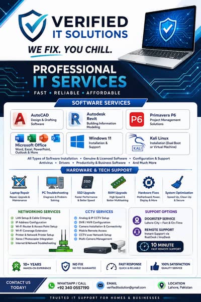 Windows & Software Installation | Printer Setup & Laptop Repair Lahore