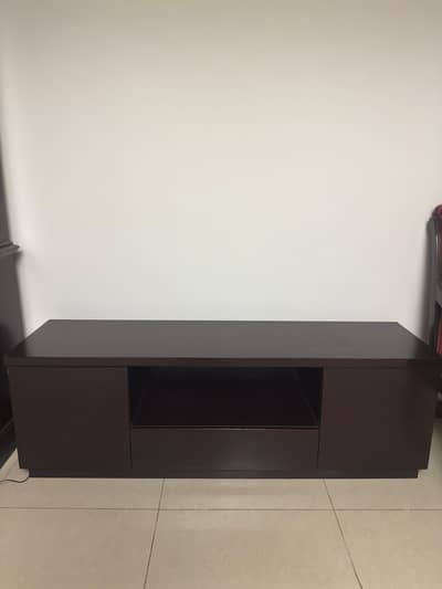 Dark Brown TV Console/ media table with Cabinets & Open Shelf - Rs. 15k