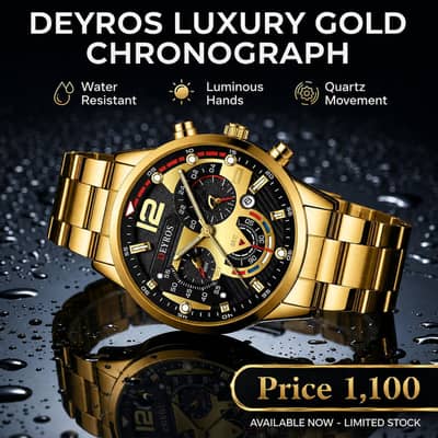 Luxury Analog Date Stainless Steel Quartz Watch for Men & Boys