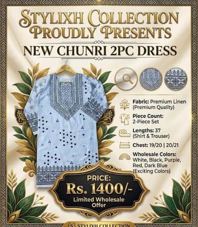 New Chunri 2-Piece Linen Dress for Women & Girls