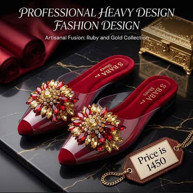 Maroon Crystal Gemstone Transparent Flats for Women
