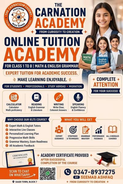 online math and English teacher for  1-8 class
