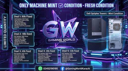 Dell Optiplex 7070 3050 7040 Tower i7 9700 i7 7700 i7 6700 QTY Avail