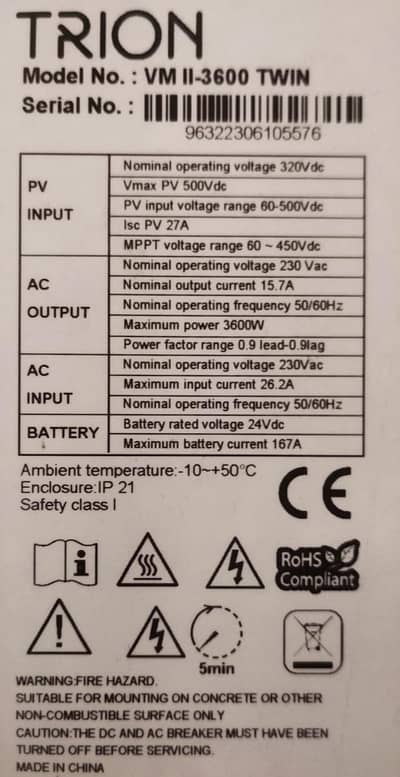 Trion 3.6 kw Off grid hybrid inver for sale