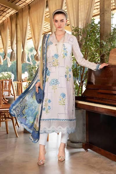 Digital Print Lawn 3 Pc set pink blue floral