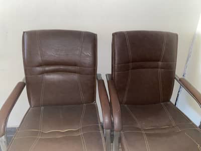 Office Chairs- Brown Leatherette & Metal Frame