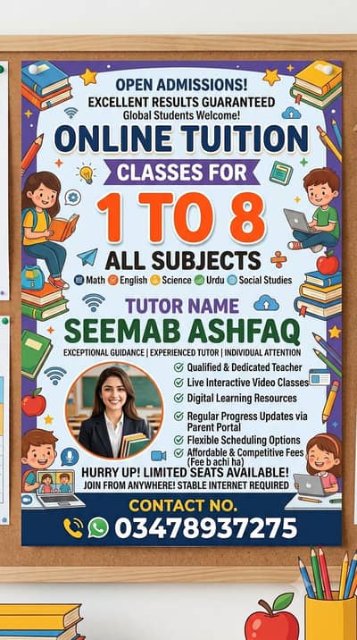 online teacher for  1-8 class