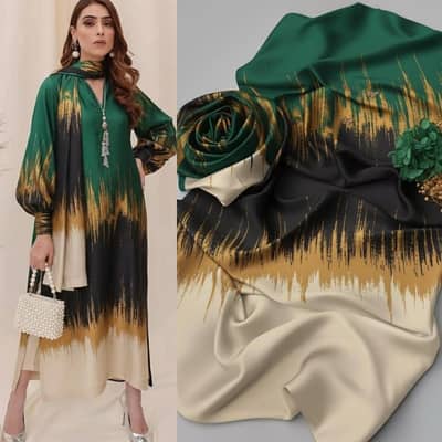 Brand :*LULUSAR* Digital printed   3pc  Shamooz Silk Fabric detail