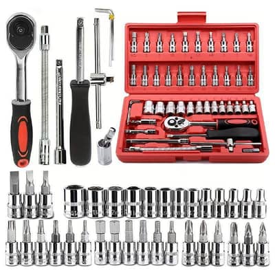 46 Pcs Multi Purpose Socket Ratchet Wrench Tool Set