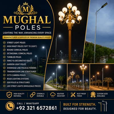 Street Light Pole Manufacturer-High Mast-CCTV Pole- Garden Light poles