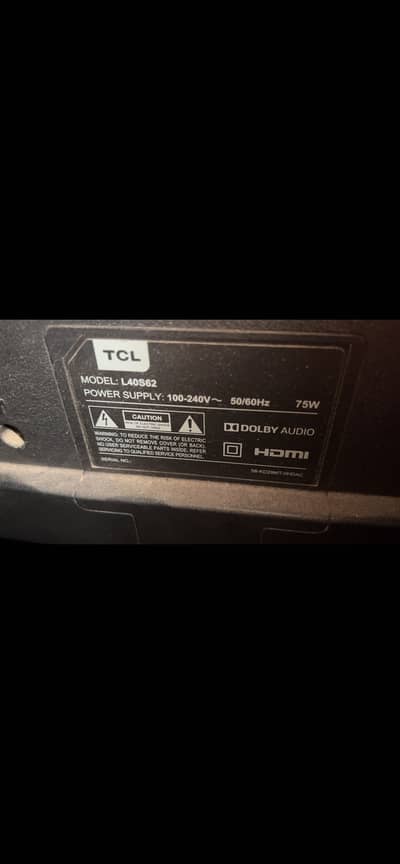TCL 40” LED Smart TV – Model L40S62 | HDMI | Dolby Audio