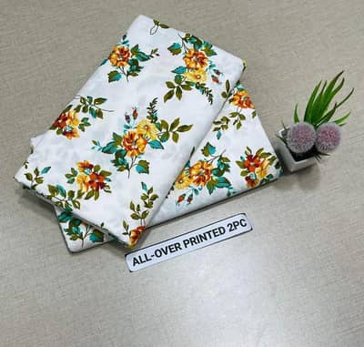 White Floral Printed Polo Cotton Shirt & Trouser Set
