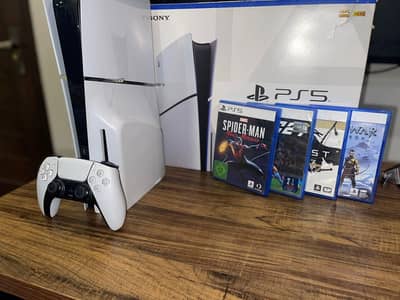  PS5 1TB Slim Bundle | Slightly Used (Like New) + 4 Games, Box & Wir