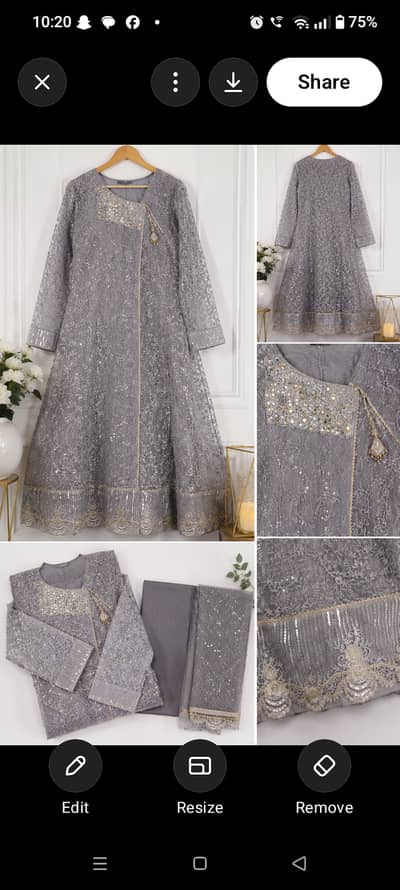 Grey Embroidered Maxi | Elegant Formal
