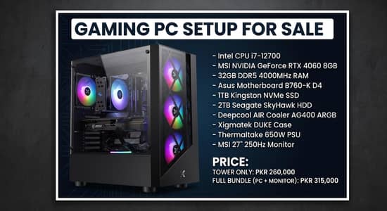 i7 12th Gen / RTX 4060 / 32GB DDR5 Gaming PC + 250Hz MSI Monitor