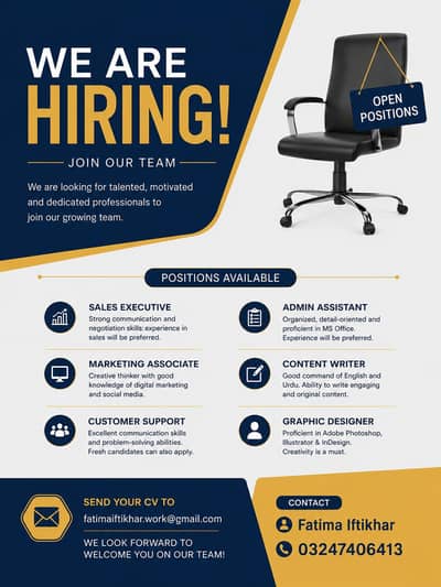 we hiring male and female for office work